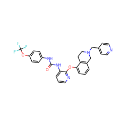 O=C(Nc1ccc(OC(F)(F)F)cc1)Nc1cccnc1Oc1cccc2c1CCN(Cc1ccncc1)C2 ZINC000103239097