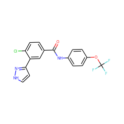 O=C(Nc1ccc(OC(F)(F)F)cc1)c1ccc(Cl)c(-c2cc[nH]n2)c1 ZINC001772638924