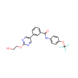 O=C(Nc1ccc(OC(F)(F)F)cc1)c1cccc(-c2cnc(OCCO)nc2)c1 ZINC000205944162