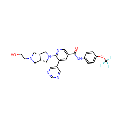 O=C(Nc1ccc(OC(F)(F)F)cc1)c1cnc(N2C[C@@H]3CN(CCO)C[C@@H]3C2)c(-c2cncnc2)c1 ZINC001772635952