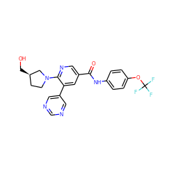 O=C(Nc1ccc(OC(F)(F)F)cc1)c1cnc(N2CC[C@@H](CO)C2)c(-c2cncnc2)c1 ZINC000224373351