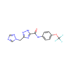 O=C(Nc1ccc(OC(F)(F)F)cc1)c1nc(Cn2cncn2)n[nH]1 ZINC000005763547