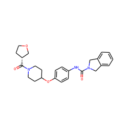 O=C(Nc1ccc(OC2CCN(C(=O)[C@@H]3CCOC3)CC2)cc1)N1Cc2ccccc2C1 ZINC000166765528