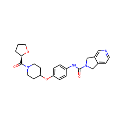 O=C(Nc1ccc(OC2CCN(C(=O)[C@H]3CCCO3)CC2)cc1)N1Cc2ccncc2C1 ZINC000166268732