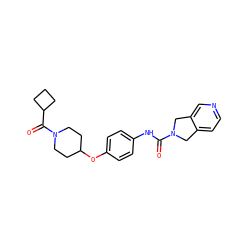 O=C(Nc1ccc(OC2CCN(C(=O)C3CCC3)CC2)cc1)N1Cc2ccncc2C1 ZINC000167714500
