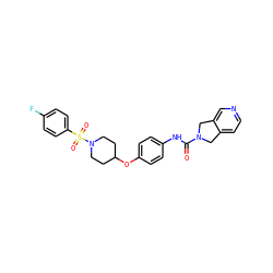 O=C(Nc1ccc(OC2CCN(S(=O)(=O)c3ccc(F)cc3)CC2)cc1)N1Cc2ccncc2C1 ZINC000166349572