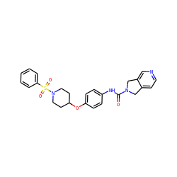 O=C(Nc1ccc(OC2CCN(S(=O)(=O)c3ccccc3)CC2)cc1)N1Cc2ccncc2C1 ZINC000166128484
