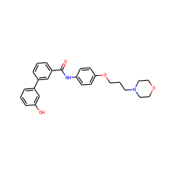 O=C(Nc1ccc(OCCCN2CCOCC2)cc1)c1cccc(-c2cccc(O)c2)c1 ZINC000299859338