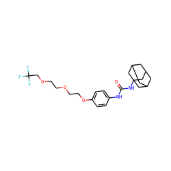 O=C(Nc1ccc(OCCOCCOCC(F)(F)F)cc1)NC12CC3CC(CC(C3)C1)C2 ZINC000084671302