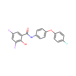 O=C(Nc1ccc(Oc2ccc(F)cc2)cc1)c1cc(I)cc(I)c1O ZINC000169328434