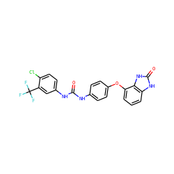 O=C(Nc1ccc(Oc2cccc3[nH]c(=O)[nH]c23)cc1)Nc1ccc(Cl)c(C(F)(F)F)c1 ZINC000045339414