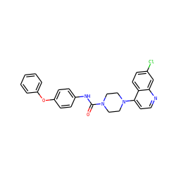 O=C(Nc1ccc(Oc2ccccc2)cc1)N1CCN(c2ccnc3cc(Cl)ccc23)CC1 ZINC000013528839