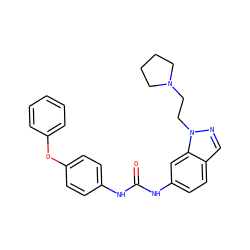 O=C(Nc1ccc(Oc2ccccc2)cc1)Nc1ccc2cnn(CCN3CCCC3)c2c1 ZINC000028525224