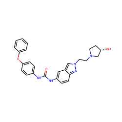 O=C(Nc1ccc(Oc2ccccc2)cc1)Nc1ccc2nn(CCN3CC[C@H](O)C3)cc2c1 ZINC000013685211