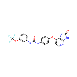 O=C(Nc1ccc(Oc2ccnc3[nH]c(=O)[nH]c23)cc1)Nc1cccc(OC(F)(F)F)c1 ZINC000045506164