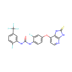 O=C(Nc1ccc(Oc2ccnc3[nH]c(=S)[nH]c23)cc1F)Nc1cc(C(F)(F)F)ccc1F ZINC000058538451