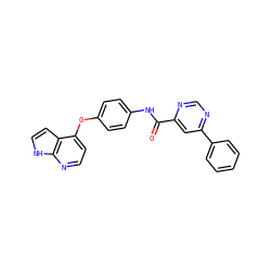 O=C(Nc1ccc(Oc2ccnc3[nH]ccc23)cc1)c1cc(-c2ccccc2)ncn1 ZINC000653742687
