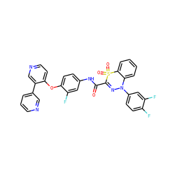 O=C(Nc1ccc(Oc2ccncc2-c2cccnc2)c(F)c1)C1=NN(c2ccc(F)c(F)c2)c2ccccc2S1(=O)=O ZINC001772581393