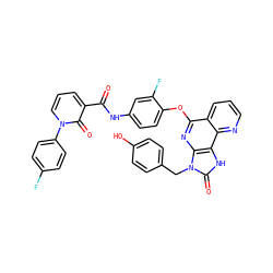 O=C(Nc1ccc(Oc2nc3c([nH]c(=O)n3Cc3ccc(O)cc3)c3ncccc23)c(F)c1)c1cccn(-c2ccc(F)cc2)c1=O ZINC000299819772