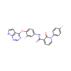 O=C(Nc1ccc(Oc2ncnc3[nH]ccc23)c(F)c1)c1cccn(-c2ccc(F)cc2)c1=O ZINC000169333350
