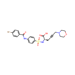 O=C(Nc1ccc(S(=O)(=O)N[C@H](CC#CCN2CCOCC2)C(=O)O)cc1)c1ccc(Br)cc1 ZINC000026008386