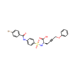 O=C(Nc1ccc(S(=O)(=O)N[C@H](CC#CCOc2ccccc2)C(=O)O)cc1)c1ccc(Br)cc1 ZINC000026013386