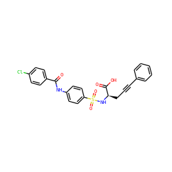 O=C(Nc1ccc(S(=O)(=O)N[C@H](CC#Cc2ccccc2)C(=O)O)cc1)c1ccc(Cl)cc1 ZINC000013862434