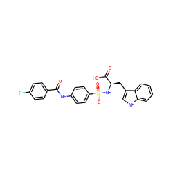 O=C(Nc1ccc(S(=O)(=O)N[C@H](Cc2c[nH]c3ccccc23)C(=O)O)cc1)c1ccc(F)cc1 ZINC000096923451
