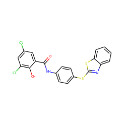 O=C(Nc1ccc(Sc2nc3ccccc3s2)cc1)c1cc(Cl)cc(Cl)c1O ZINC000026570979
