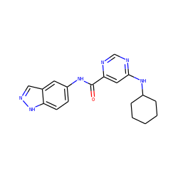 O=C(Nc1ccc2[nH]ncc2c1)c1cc(NC2CCCCC2)ncn1 ZINC000049054962