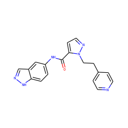 O=C(Nc1ccc2[nH]ncc2c1)c1ccnn1CCc1ccncc1 ZINC000028822054