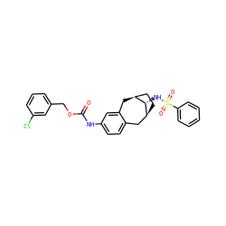 O=C(Nc1ccc2c(c1)C[C@H]1CC[C@@H](C2)[C@H]1NS(=O)(=O)c1ccccc1)OCc1cccc(Cl)c1 ZINC000028353179