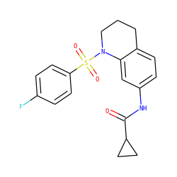O=C(Nc1ccc2c(c1)N(S(=O)(=O)c1ccc(F)cc1)CCC2)C1CC1 ZINC000005136668