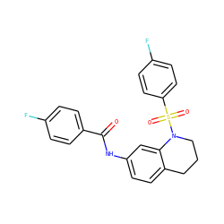 O=C(Nc1ccc2c(c1)N(S(=O)(=O)c1ccc(F)cc1)CCC2)c1ccc(F)cc1 ZINC000017155553