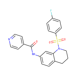 O=C(Nc1ccc2c(c1)N(S(=O)(=O)c1ccc(F)cc1)CCC2)c1ccncc1 ZINC000038693385