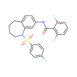 O=C(Nc1ccc2c(c1)N(S(=O)(=O)c1ccc(F)cc1)CCCC2)c1c(F)cccc1F ZINC000473091507