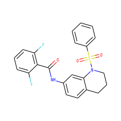 O=C(Nc1ccc2c(c1)N(S(=O)(=O)c1ccccc1)CCC2)c1c(F)cccc1F ZINC000009569401