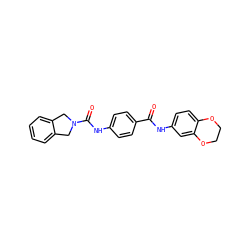 O=C(Nc1ccc2c(c1)OCCO2)c1ccc(NC(=O)N2Cc3ccccc3C2)cc1 ZINC000166803826
