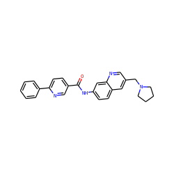 O=C(Nc1ccc2cc(CN3CCCC3)cnc2c1)c1ccc(-c2ccccc2)nc1 ZINC000084651837