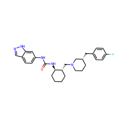 O=C(Nc1ccc2cn[nH]c2c1)N[C@@H]1CCCC[C@H]1CN1CCC[C@@H](Cc2ccc(F)cc2)C1 ZINC000013613322