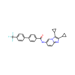 O=C(Nc1ccc2nc(C3CC3)c(C3CC3)n2c1)c1ccc(-c2ccc(C(F)(F)F)cc2)cc1 ZINC000043078536