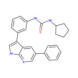 O=C(Nc1cccc(-c2c[nH]c3ncc(-c4ccccc4)cc23)c1)NC1CCCC1 ZINC000103257468