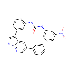 O=C(Nc1cccc(-c2c[nH]c3ncc(-c4ccccc4)cc23)c1)Nc1cccc([N+](=O)[O-])c1 ZINC000103256526