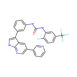 O=C(Nc1cccc(-c2c[nH]c3ncc(-c4cccnc4)cc23)c1)Nc1cc(C(F)(F)F)ccc1F ZINC000103257472