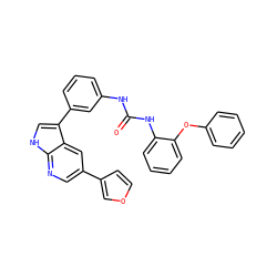 O=C(Nc1cccc(-c2c[nH]c3ncc(-c4ccoc4)cc23)c1)Nc1ccccc1Oc1ccccc1 ZINC000043014773