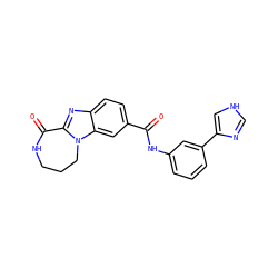 O=C(Nc1cccc(-c2c[nH]cn2)c1)c1ccc2nc3n(c2c1)CCCNC3=O ZINC000117701764