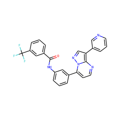 O=C(Nc1cccc(-c2ccnc3c(-c4cccnc4)cnn23)c1)c1cccc(C(F)(F)F)c1 ZINC000049050408
