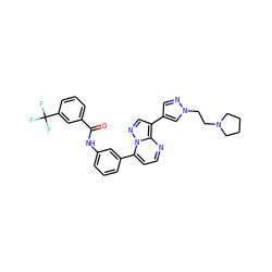O=C(Nc1cccc(-c2ccnc3c(-c4cnn(CCN5CCCC5)c4)cnn23)c1)c1cccc(C(F)(F)F)c1 ZINC000049775033
