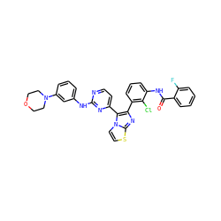 O=C(Nc1cccc(-c2nc3sccn3c2-c2ccnc(Nc3cccc(N4CCOCC4)c3)n2)c1Cl)c1ccccc1F ZINC000063539873