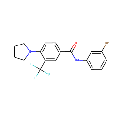 O=C(Nc1cccc(Br)c1)c1ccc(N2CCCC2)c(C(F)(F)F)c1 ZINC000066078785